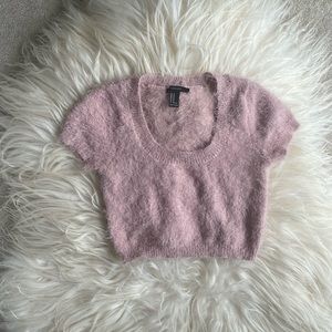 Cropped Pink Fuzzy Sweater